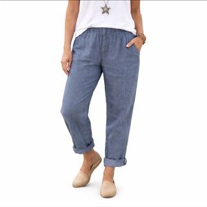 Pure Jill linen Gray Blue Women's Cropped Pants